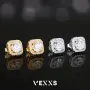 Обеци на винт VEXXS от сребро 925 с 5A цирконии и златно покритие, снимка 6