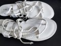 дамски бели сандали с връзки