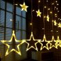 LED Завеса с коледни звезди, снимка 1 - Декорация за дома - 42553037