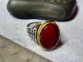 КЛАСИЧЕСКИ ОРНАМЕНТИРАН СКЪПОЦЕНЕН ПРЪСТЕН с ШЛИФОВАН ЕСТЕСТВЕН КАРНЕОЛ от БЛАГОРОДНА СТОМАНА 3530, снимка 6
