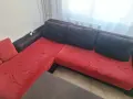 Ъглов диван червено и черно, снимка 1