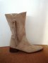 №39 ONLY дамски обувки боти ботуши от естествена кожа велур в бежов цвят-подарък при поръчка над 7лв, снимка 1 - Дамски ботуши - 42814435