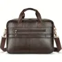 Мъжка  стилна и практична бизнес чанта (куфарче за лаптоп 15”) Черна естествена кожа!, снимка 3