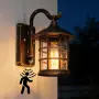 Външна стенна лампа със сензор за движение винтидж стъкло и алуминий водоустойчива E27  – Червен мед, снимка 1