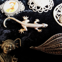 Стари брошки позлатени и посребрени, снимка 5 - Антикварни и старинни предмети - 44688532