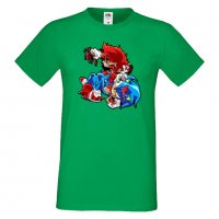 Мъжка тениска Mario Zombie VS Sonic Zombie Игра,Изненада,Подарък,Празник,Повод, снимка 1 - Тениски - 37238486