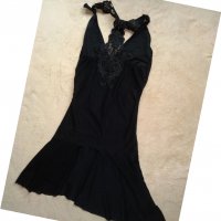 Еластична черна къса рокля с дантелен гръб , снимка 3 - Рокли - 29247871