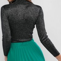 Лъскава Блуза Черен/Сребрист, снимка 2 - Блузи с дълъг ръкав и пуловери - 39299168