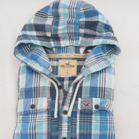 Риза с качулка Hollister by A&F Light Blue S Small M Med, снимка 6 - Ризи - 36550625