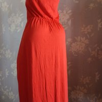 H&M- XL- Макси рокля в червено оранжев цвят и интегрален сутиен , снимка 5 - Рокли - 37434753