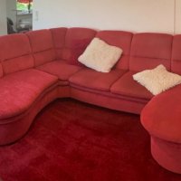 Голям червен диван на буквата П, снимка 2 - Дивани и мека мебел - 37724769