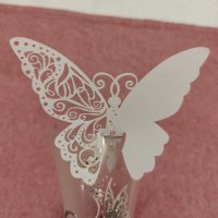 Тейбъл картичка - пеперуда, за чаши /вариант 2/, снимка 2 - Сватбени аксесоари - 27892163