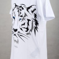 Бяла памучна мъжка тениска с щампа тигър марка Avenue George V Paris, снимка 3 - Тениски - 33597537