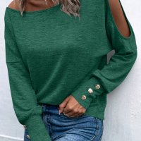 Дамска блуза в зелено с дълъг ръкав, снимка 1 - Блузи с дълъг ръкав и пуловери - 42715220