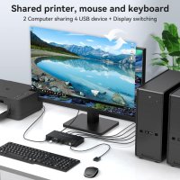 VPFET KVM превключвател с DisplayPort подържа 4K120HZ 8K60HZ DP 1.4, снимка 3 - Кабели и адаптери - 42267773