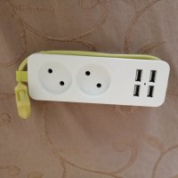 разклонител с две гнезда за ток и четири гнезда за USB , снимка 4 - USB кабели - 44412391