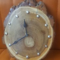 Стенен часовник, от резен на пън, дървен, снимка 2 - Стенни часовници - 38219983