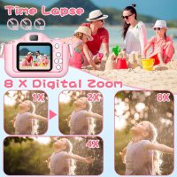 UZIMOO Kids Детски цифров фотоапарат с видео 1080P HD розов, снимка 5 - Други - 44393386