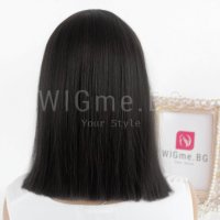 Средна дължина права черна перука с бретон Аделина, снимка 2 - Аксесоари за коса - 38000734