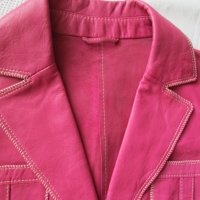 ЕСТЕСТВЕНА КОЖА Дамско кожено сако в розово, снимка 7 - Сака - 30846515