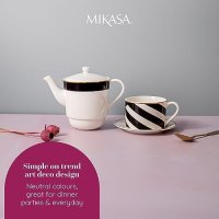 Нов Mikasa Luxe Deco Луксозен Чайник и Чаша с Арт Деко и Злато Подарък, снимка 5 - Други стоки за дома - 42873085