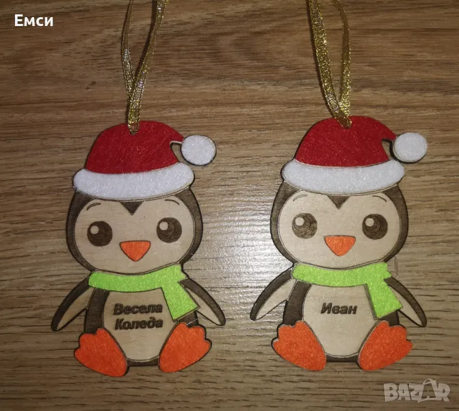 детски дървени фигурки за елха-пингвин,елен, снимка 1