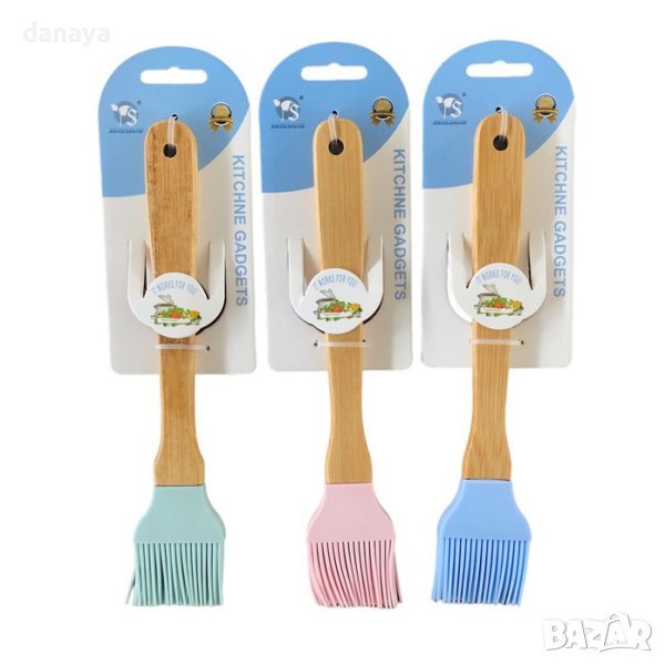 4236 Кухненска силиконова четка за мазане с дървена дръжка, снимка 1