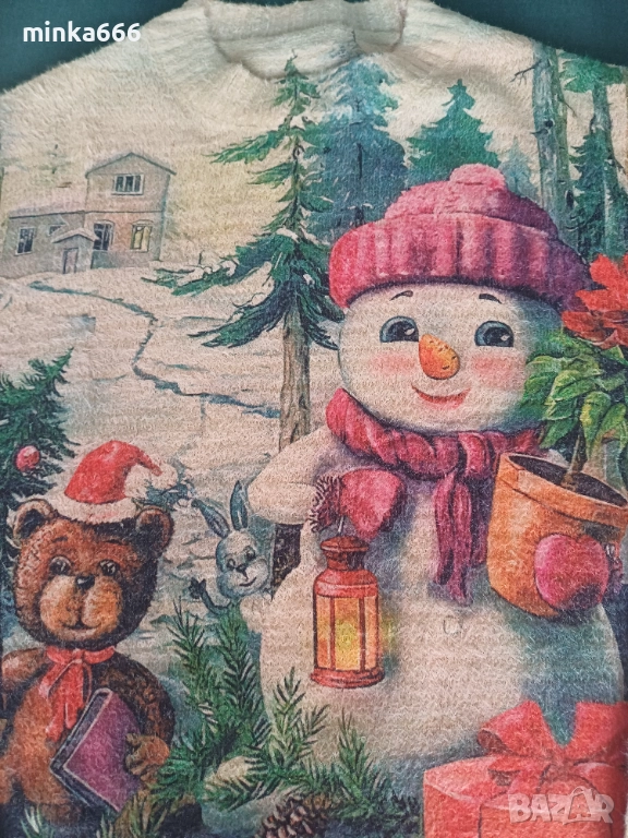 Ново!-Коледен пуловер 100%вълна, снимка 1