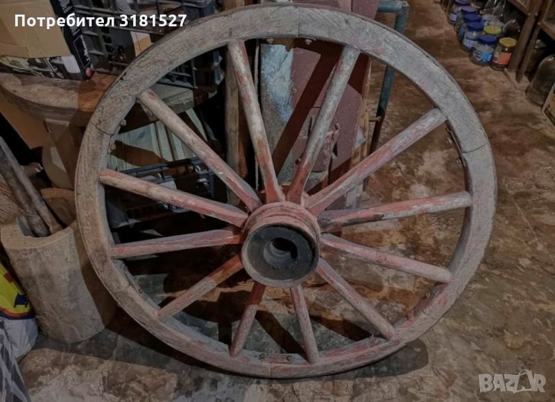 Дървено колело от каруца, снимка 1