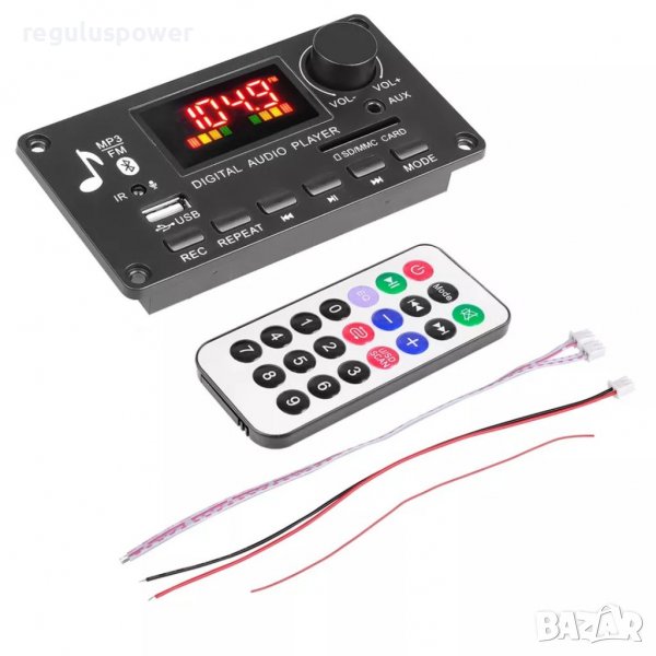 Mp3 плеър 2*40W DC 7V/26V с Bluetooth 5.0 модул за вграждане Sd, Fm, папки, Fm, Mic, Call, AUX, снимка 1