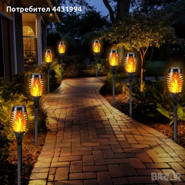 8 бр. Соларни пламъкови светлини, мигащи пламък LED светлини., снимка 1