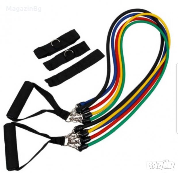 Ластици за упражнения, Комплект 5 броя+ 5 дръжки Ластик fitnes sport, снимка 1
