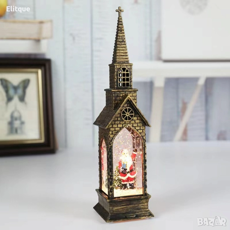 Вълшебна коледна кула с LED светлини и падащи снежинки, снимка 1