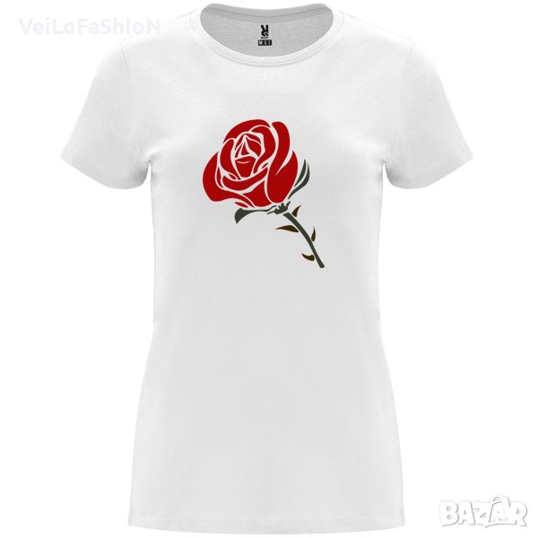 Нова дамска тениска с Роза в бял цвят , снимка 1