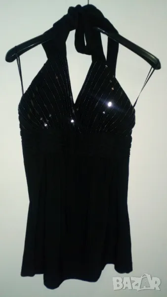 Дамски топ в черно с пайети , снимка 1