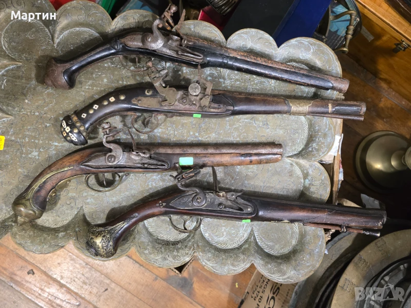 Античен кремъчен пистолет – ръчна изработка, 18–19 век Цена: 2200 лв.  Продавам старинен кремъчен пи, снимка 1