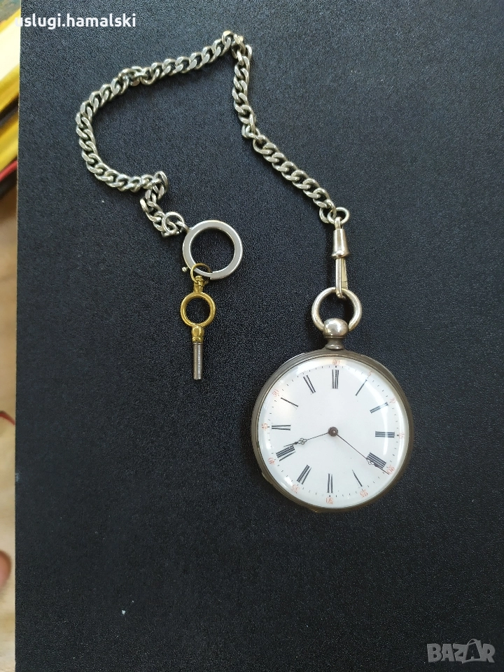 Стар джобен сребърен часовник, снимка 1