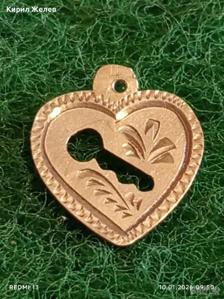 Сребърен медальон във формата на сърце ❤️ с апликация на ключ романтичен подарък 52648, снимка 1