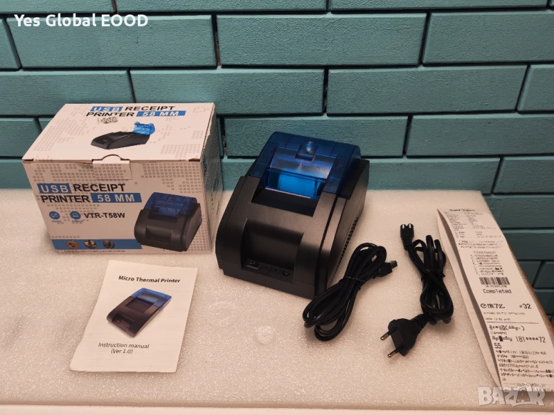 Bisofice 58мм Bluetooth термопринтер за касови бележки USB ESC/POS, снимка 1