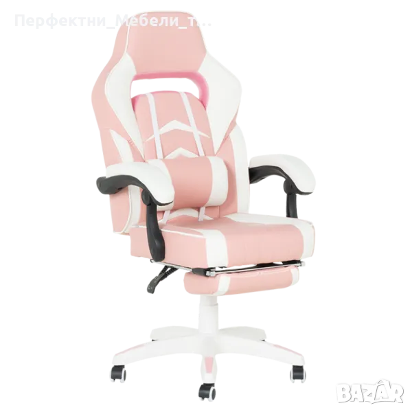 Геймърски стол за дама,геймърка,розов стол за любителка на компютърните игри, снимка 1