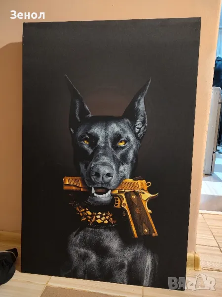 Мафиотски доберман картина - светеща , снимка 1