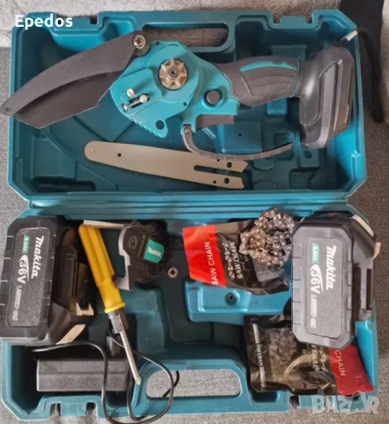 2 батерии и зарядно, 2 вериги, кутия Makita + резачка за части, снимка 1