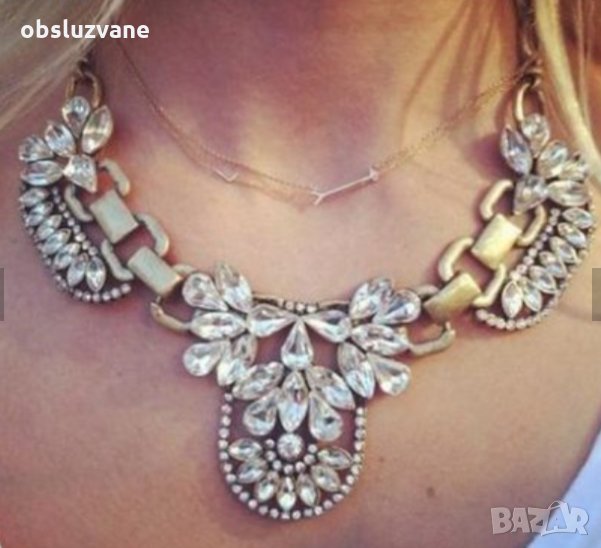 Уникална огърлица с бели кристали, снимка 1