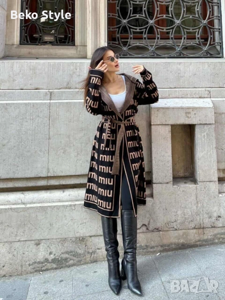 Дамска дълга жилетка с колан MiuMiu, снимка 1