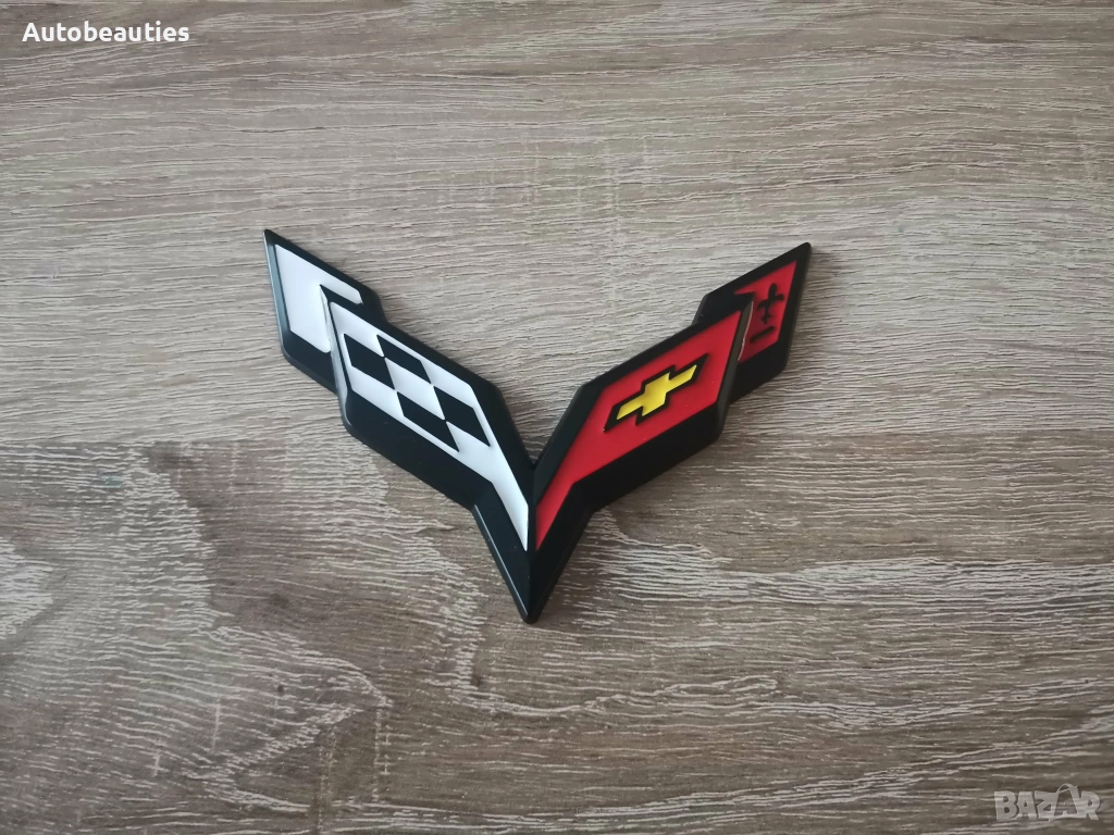Chevrolet Corvette емблема черно с бяло, снимка 1