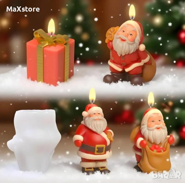 3D 3 модела Дядо Коледа Силиконов молд форма свещи гипс сапун смола фондан , снимка 1