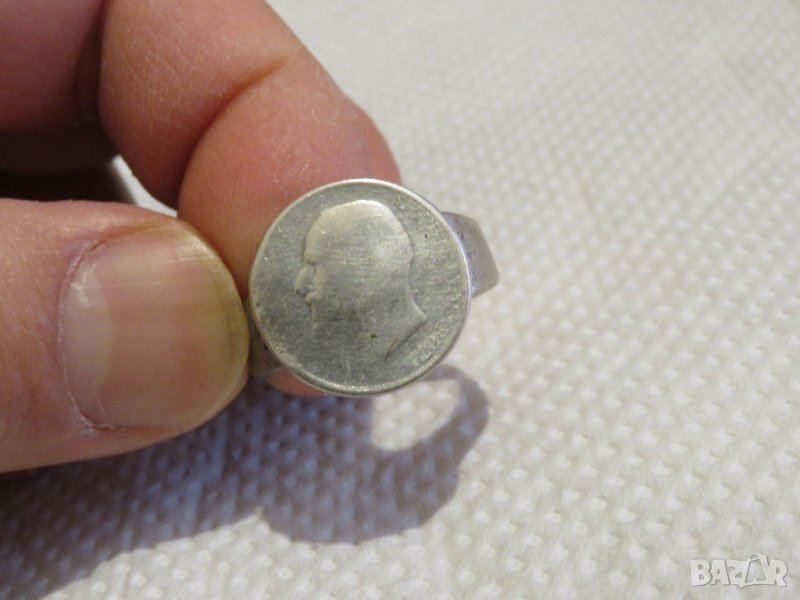 мъжки сребърен пръстен, Старинен пръстен със сребърна монета - Княз Фердинанд I - ЦАР НА БЪЛГАРИТЕ , снимка 1