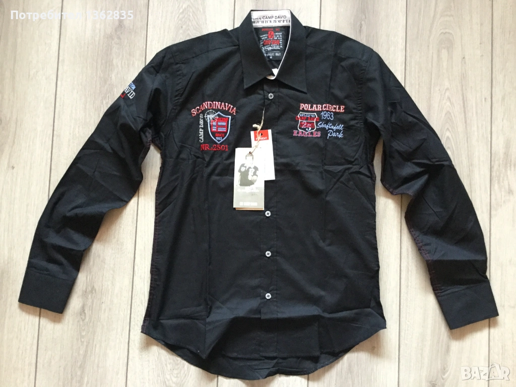 НОВА черна мъжка памучна риза CAMP DAVID размер XXL от Германия, снимка 1