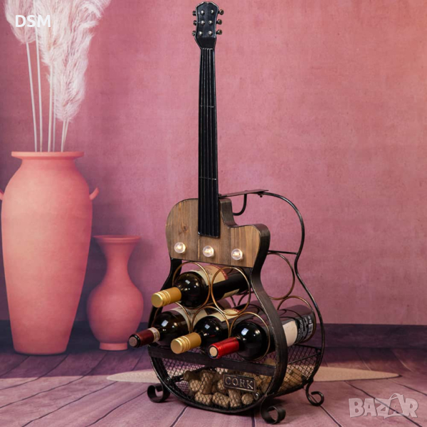нова Поставка за Бутилка LED - Китара за Вино - 80см, снимка 1