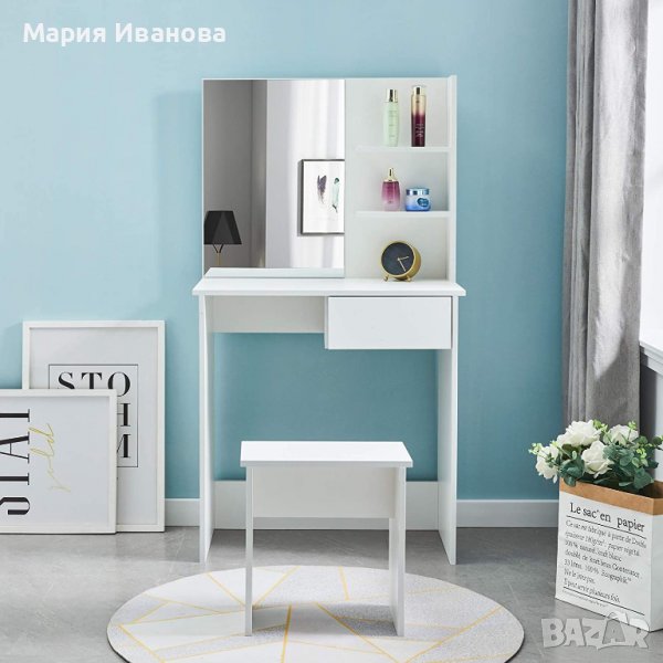 ПРОМОЦИЯ Тоалетка с табуретка JDR003WH, снимка 1